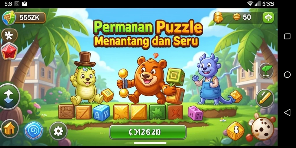 Screenshot gameplay 555ZK menampilkan tantangan puzzle yang menarik.