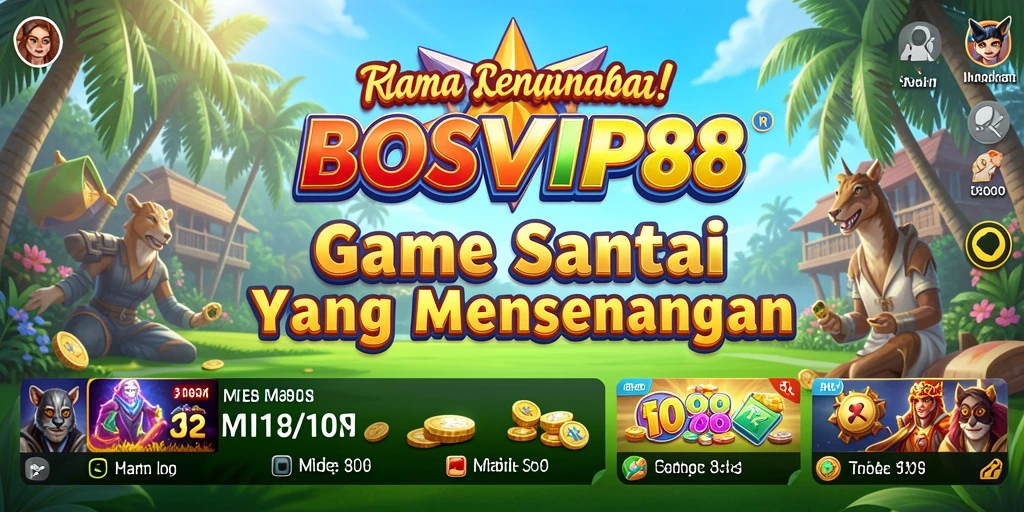 Tampilan gameplay BOSVIP88 yang penuh warna dan menghibur.