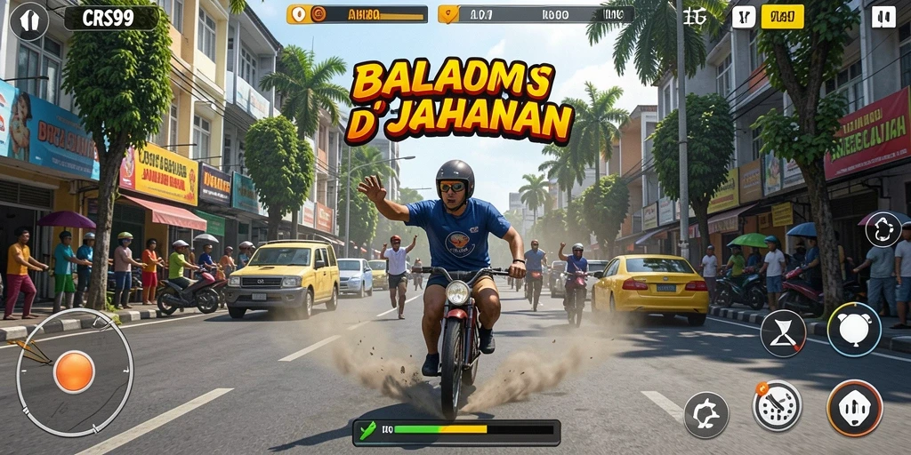 Tampilan gameplay <strong>CRS99</strong> yang menegangkan dan seru saat balapan.