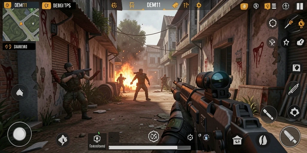 Screenshot gameplay menampilkan pertarungan intens dalam DEMI11.