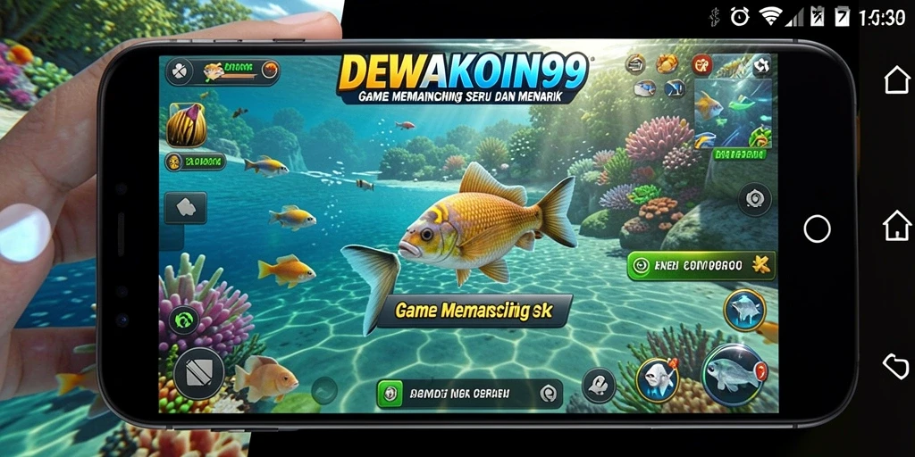 Tangkapan besar di DEWAKOIN99 saat gameplay Fishing.