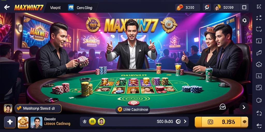 Tampilan layar dari gameplay Live Casino MAXWIN77 yang penuh aksi.