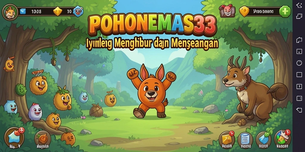 Tampilan gameplay seru POHONEMAS33 dengan pohon emas yang tumbuh.